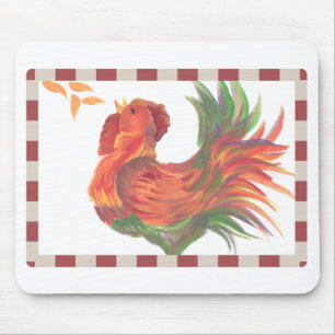 Farbenfrohe Country Crowing Rooster Art Mousepad