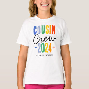 Farbenfrohe Cousin Crew Familienurlaub T-Shirt
