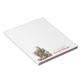 Farbenfrohe Cowgirl Stiefel Blume und Kakteen Notizblock