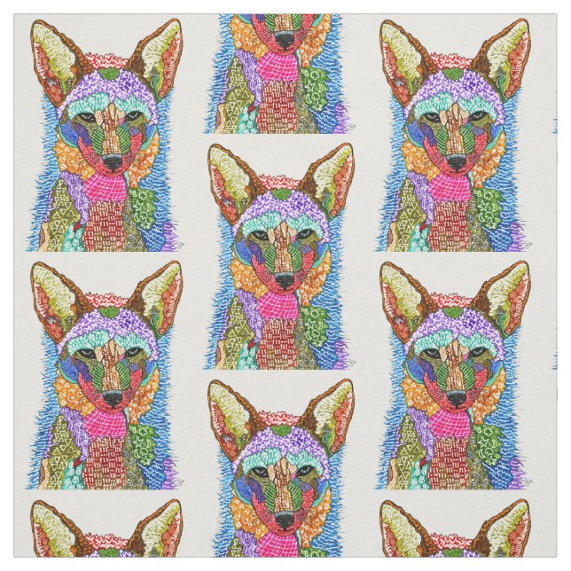 Farbenfrohe Coyote Fabric Stoff (Muster)