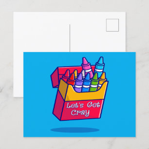 Farbenfrohe Crayons lassen Sie uns betrügen Postkarte