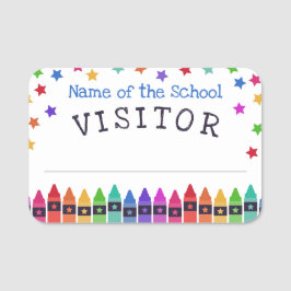 Farbenfrohe Crayons Stars Willkommen Besucher Namensschild