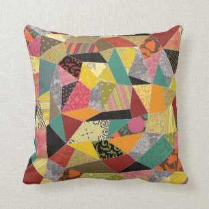 Farbenfrohe Crazy Quilt Patchwork Muster Kissen