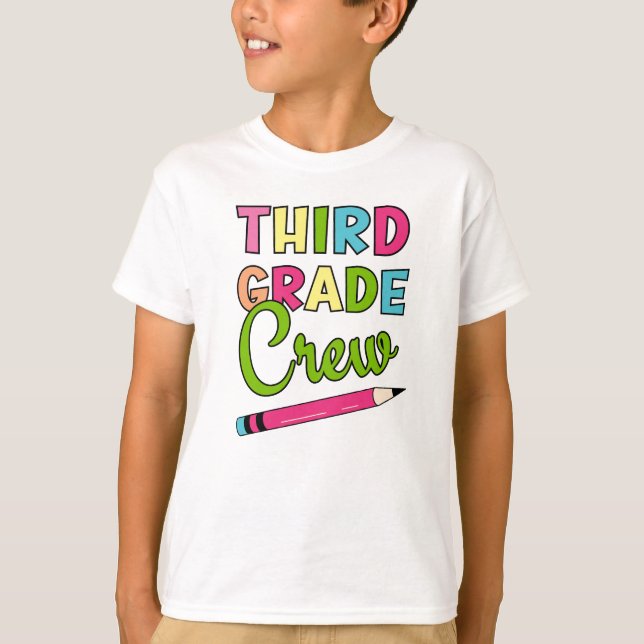 Farbenfrohe Crew der dritten Klasse zurück zur Sch T-Shirt (Vorderseite)