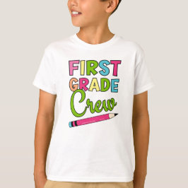 Farbenfrohe Crew der ersten Klasse zurück zur Schu T-Shirt