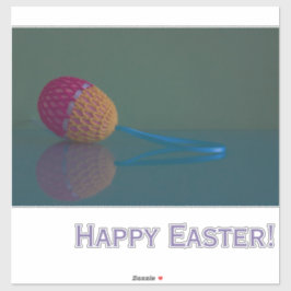 Farbenfrohe Crochet Ostereier Holiday Vinyl Sticke Aufkleber