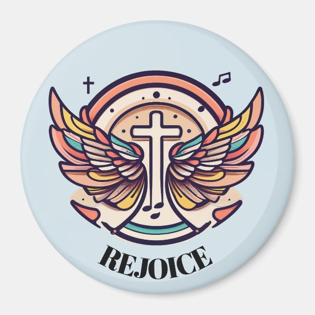 Farbenfrohe Cross Agnel Wings Freude Magnet (Vorne)