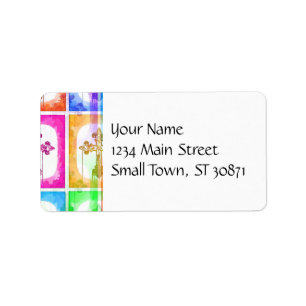 Farbenfrohe Crossen Christlicher Pop Kunstgalerie Adressaufkleber