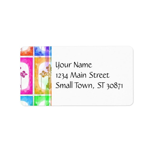 Farbenfrohe Crossen Christlicher Pop Kunstgalerie  Adressaufkleber (Vorne)