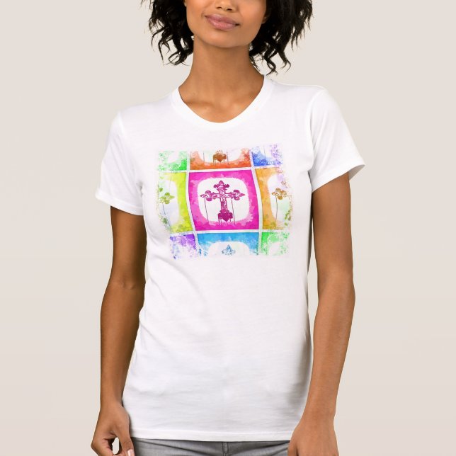 Farbenfrohe Crosses Christlicher Pop Kunstgalerie  T-Shirt (Vorderseite)