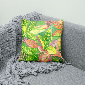 Farbenfrohe Croton Wasserfarben Kissen