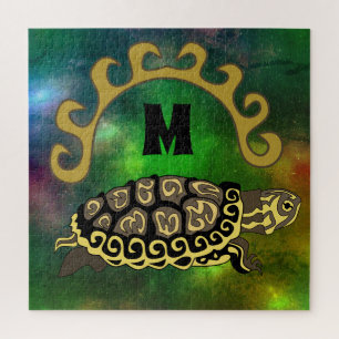 Farbenfrohe Cumberland Slide Turtle Monogram Puzzle