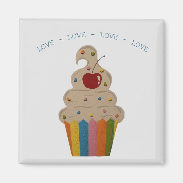 Farbenfrohe Cupcake-Liebe Magnet (Vorne)