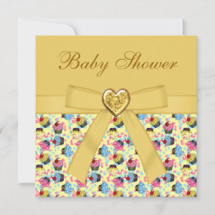 Farbenfrohe Cupcakes Elegante neutrale Babydusche Einladung