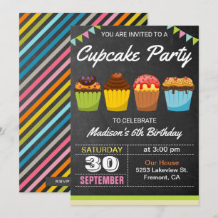 Farbenfrohe Cupcakes Kindergeburtstag Party Einlad Einladung