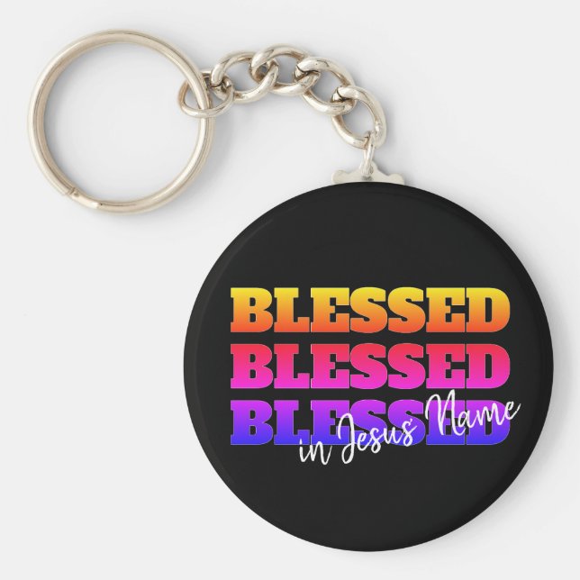 Farbenfrohe Custom BLESSED Schlüsselanhänger (Vorne)