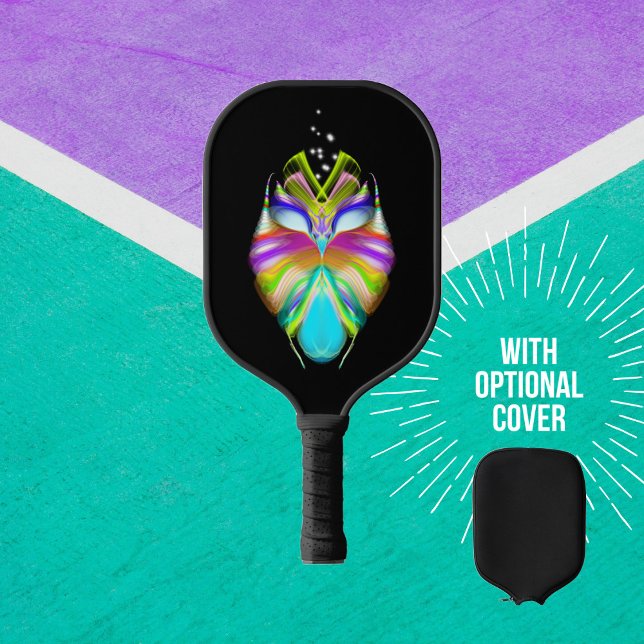 Farbenfrohe Cyan Black Owl Pickleball Schläger (Von Creator hochgeladen)