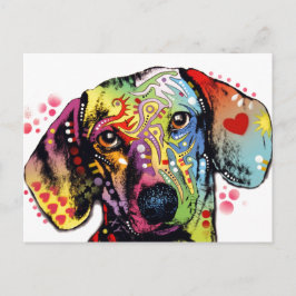 farbenfrohe Dackel Postkarte