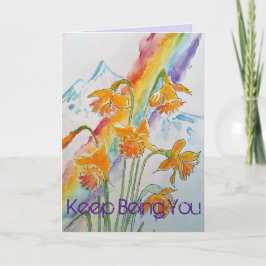 Farbenfrohe Daffodische Regenbogen Wasserfarbe Geb Karte