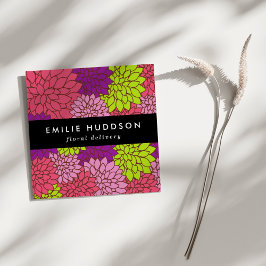 Farbenfrohe Dahlia-Blume, Floristi, Blume Shop Quadratische Visitenkarte
