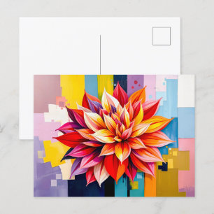 Farbenfrohe Dahlia im modernen Abstrakten Stil Feiertagspostkarte