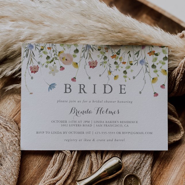 Farbenfrohe Dainty Wild Blume Bridge Brautparty Einladung (Von Creator hochgeladen)