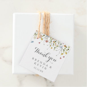 Farbenfrohe Dainty Wild Blume Kalligrafie Hochzeit Geschenkanhänger