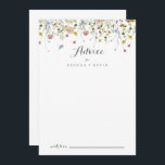 Farbenfrohe Dainty Wild Blume Kalligrafie Hochzeit Hinweiskarte<br><div class="desc">Diese farbenfrohe, wilde Blume Kalligraphie Trauungsratkarte ist ideal für eine rustikale Hochzeit. Das Design bietet handbemalte Aquarellfarbe schöne rosa, rot, blau, marinebasiert, gelb, lila und grün wilde Blume. Diese Karten sind ideal für Hochzeiten, Brautparty, Babydusche, Graduiertenfest u.v.m. Personalisieren Sie die Karten mit den Namen der Braut und Bräutigam, den Eltern,...</div>