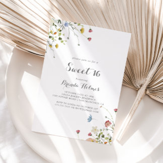 Farbenfrohe Dainty Wild Sweet 16 Geburtstagsparty Einladung