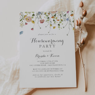 Farbenfrohe Dainty Wilde Blume Party Einladung