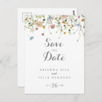 Farbenfrohe Dainty Wilde Blume Save the Date
