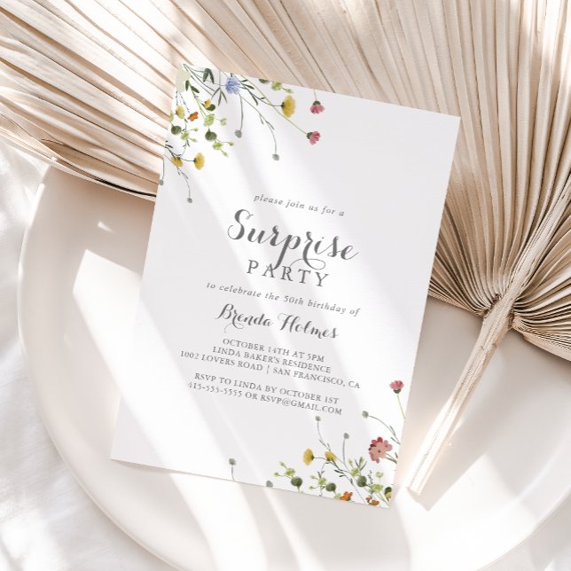 Farbenfrohe Dainty Wilde Blume Überraschendes Part Einladung (Von Creator hochgeladen)