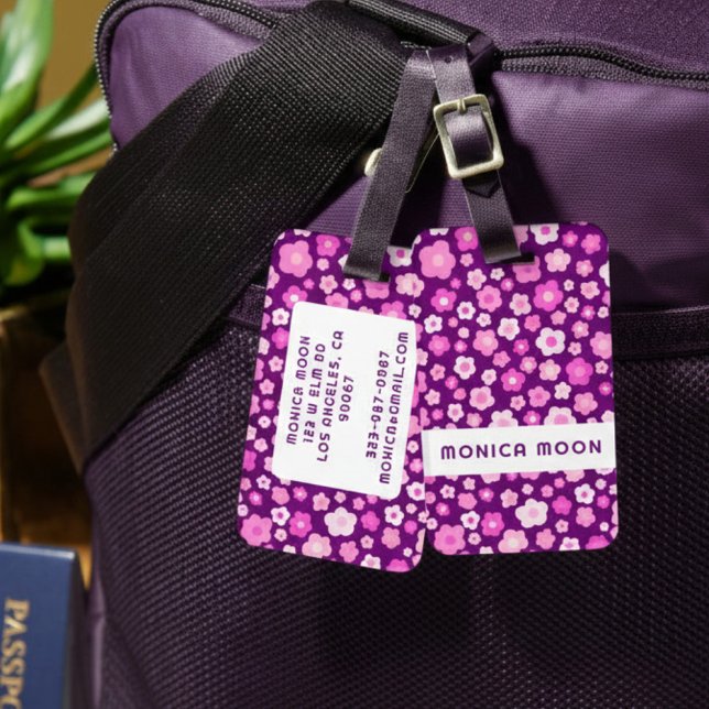 Farbenfrohe Daisis Muster Niedliche Lila CUSTOM Gepäckanhänger (Colorful Daisies Pattern Cute Purple CUSTOM Luggage Tag
)