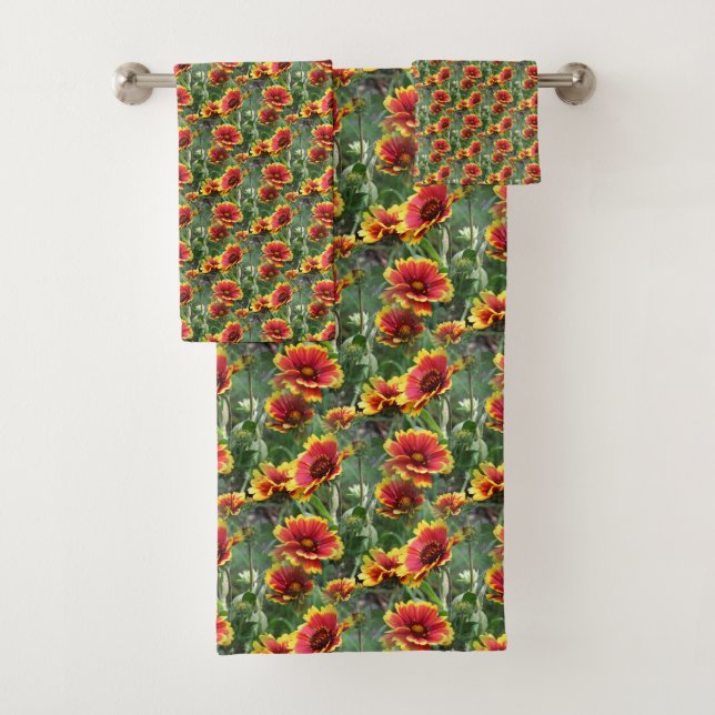 Farbenfrohe Daisy Blume Naturmuster Badhandtuch Set (Insitu)