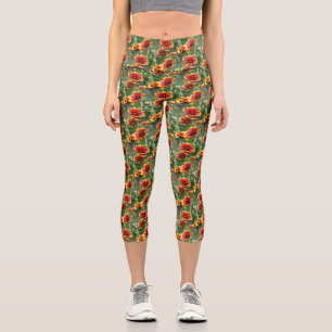 Farbenfrohe Daisy Blume Naturmuster Capri Leggings