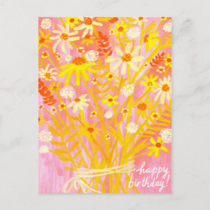 farbenfrohe Daisy Bouquet Herbst farbenfroh Geburt Postkarte