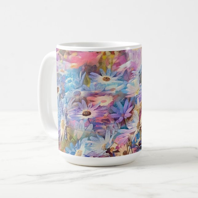 Farbenfrohe Daisy Garden Art Tasse Cup (Vorderseite Links)
