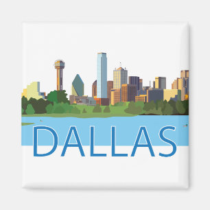 Farbenfrohe Dallas Skyline-Illustration Magnet