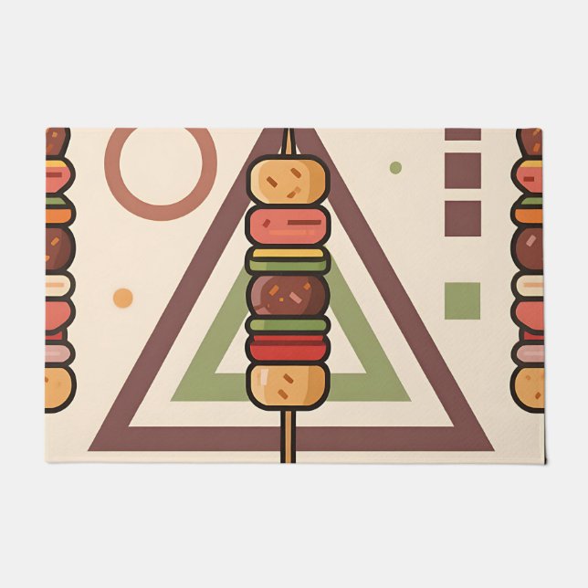 Farbenfrohe Dango-Spieße geometrisches Muster Fußmatte (Vorderseite)