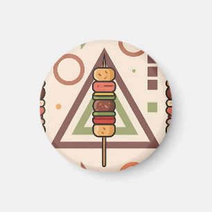 Farbenfrohe Dango-Spieße geometrisches Muster Magnet