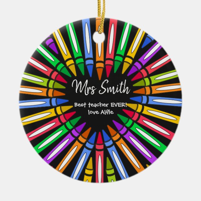 Farbenfrohe Dankeschön Lehrer großen Herzenswunsch Keramik Ornament (Vorne)