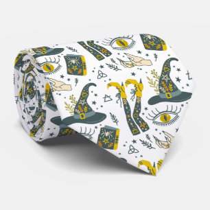 Farbenfrohe Darstellung der Halloween-Symbole Krawatte