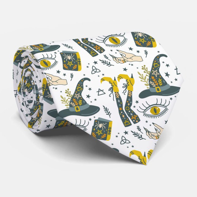 Farbenfrohe Darstellung der Halloween-Symbole Krawatte (Gerollt)