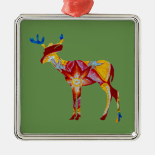 Farbenfrohe DeerPremium Square Ornament