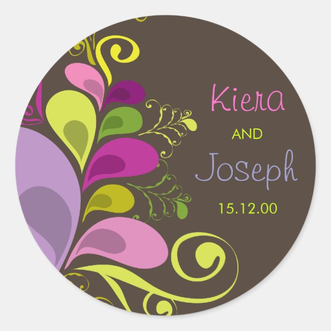 Farbenfrohe Deko-Blätter Sommeraufkleber Runder Aufkleber (Vorderseite)