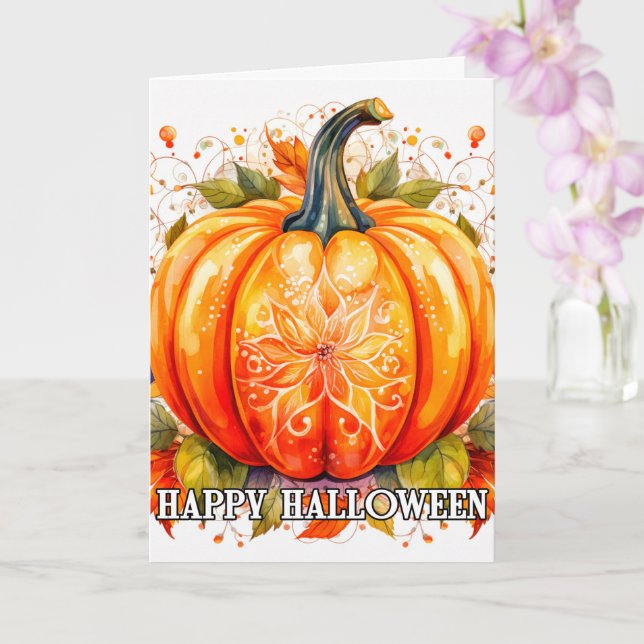 Farbenfrohe Dekoration Autumn Halloween Pumpkin Au Karte (Orchidee)