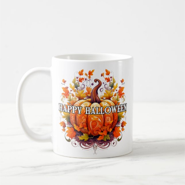 Farbenfrohe Dekoration Autumn Halloween Pumpkin Kaffeetasse (Links)