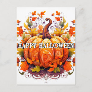 Farbenfrohe Dekoration Autumn Halloween Pumpkin Postkarte