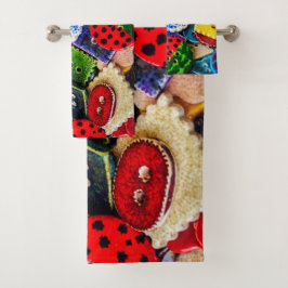 Farbenfrohe Dekorationstasten Badhandtuch Set