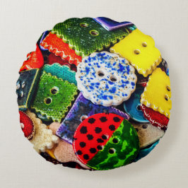 Farbenfrohe Dekorationstasten Rundes Kissen